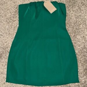 MESHKI Crepe mini dress- Emerald green